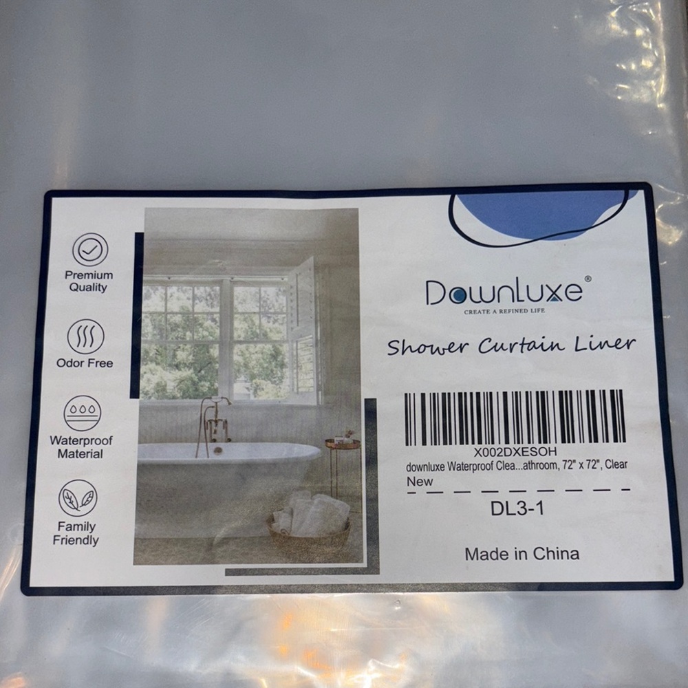 Downluxe Shower Curtain Liner clear